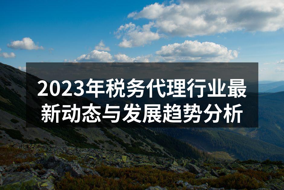2023年税务代理行业最新动态与发展趋势分析