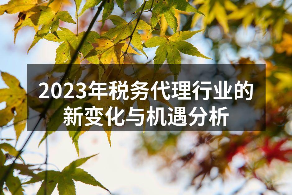 2023年税务代理行业的新变化与机遇分析